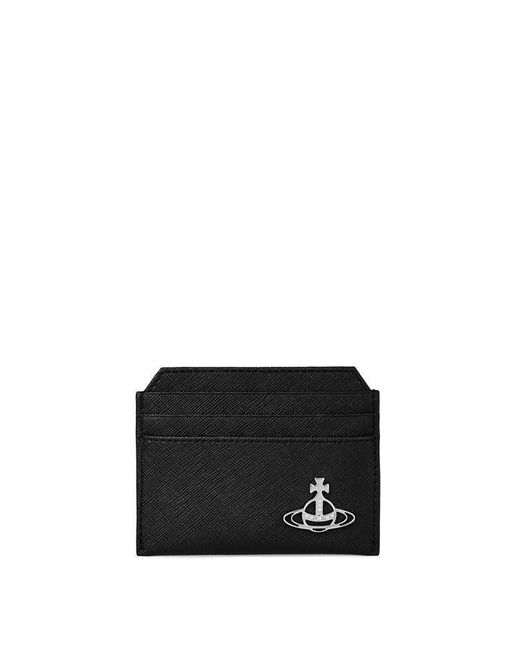 Vivienne Westwood Black Textured Leather Milano Orb Card Holder for men