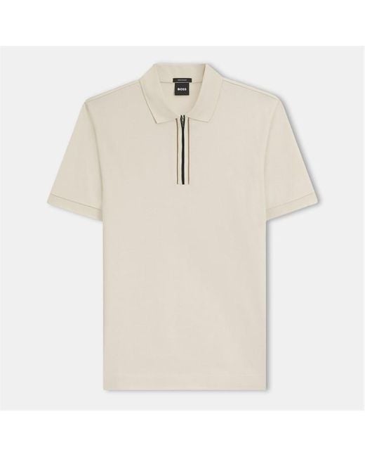 Boss Natural H-Paras 65 Polo Quarter Zip Shirt for men