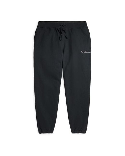 Polo Ralph Lauren Black Relaxed Fit Logo Fleece Tracksuit Bottoms for men