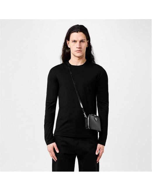 Prada Black Logo Long Sleeve T Shirt for men