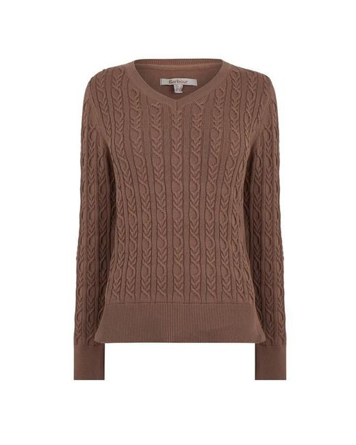 Barbour Brown Hampton V-Neck Jumper