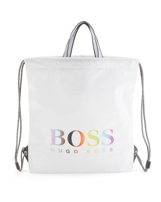 Boss White Tlove Drawstring Backpack for men
