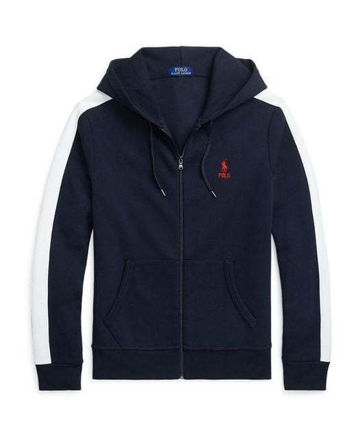 Polo Ralph Lauren Blue Double Stripe Full Zip Hoodie for men