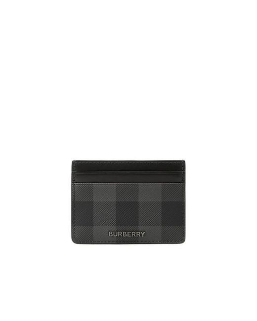 Burberry Black Sandon Check Card Case for men