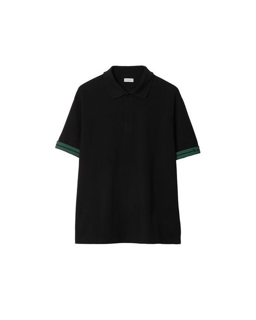 Burberry Black Cotton Polo Shirt for men