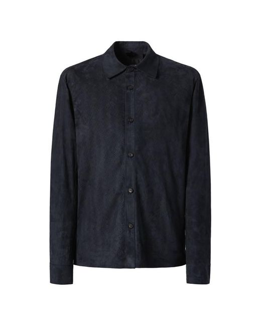Tagliatore Blue Ttl Leather Shirt Sn42 for men