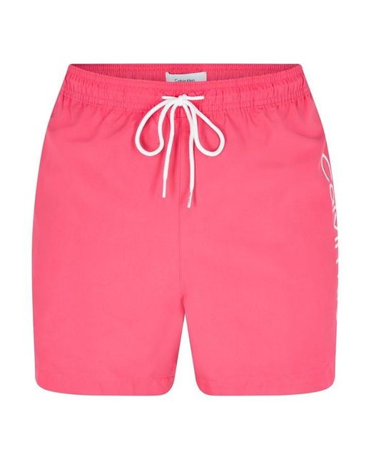 Calvin Klein Pink Large Logo Swim Shorts for men