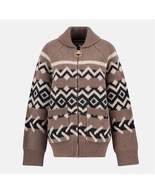 Barbour Gray Klara Fair-Isle Cardigan