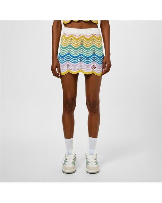 Casablanca Blue Wave Crochet Mini Skirt
