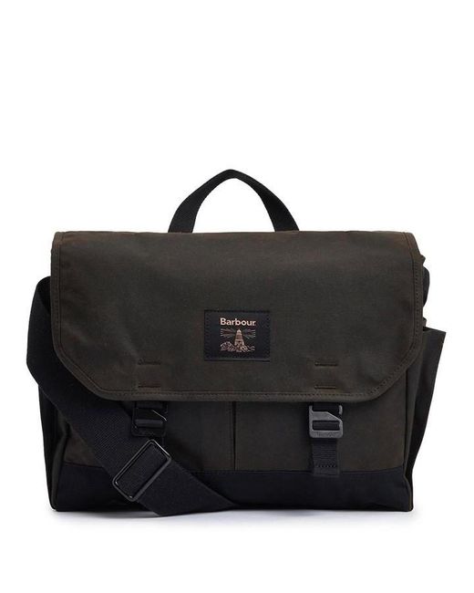 Barbour Black Field Waxed Satchel for men