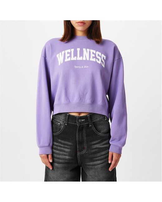 Sporty & Rich Purple Wellness Cropped Crewneck Sweatshirt