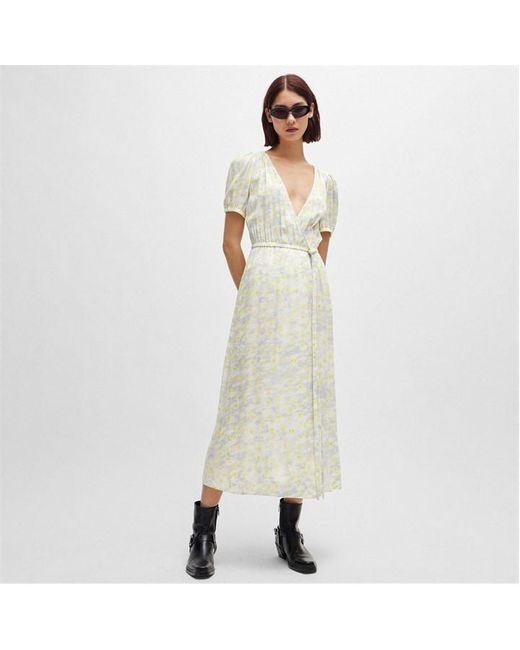 HUGO Natural Kikoni-1 Wrap-Front Dress