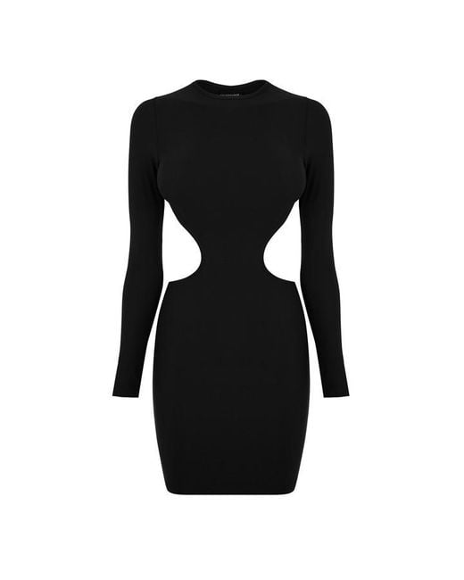 Balenciaga Black Cut Out Long Sleeve Mini Dress