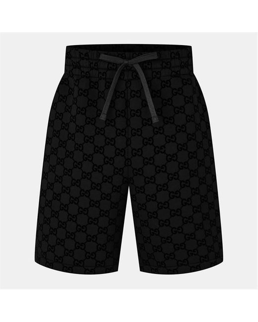 Gucci Black Logo Cotton Printed Jersey Basketball Shorts for men