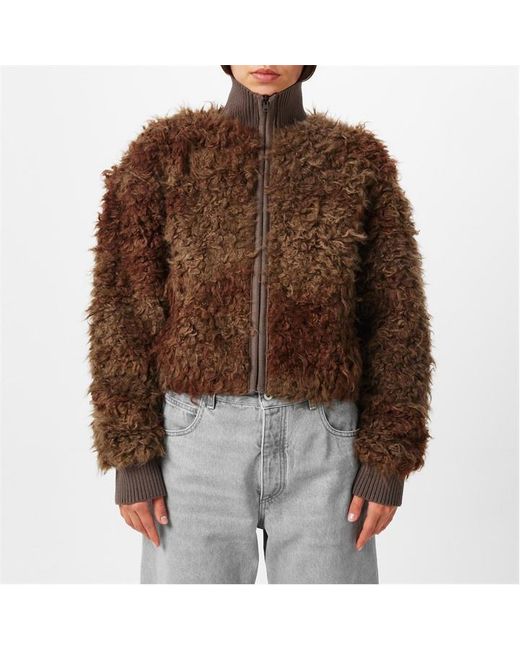 Acne Green Faux Freya Zip Front Teddy Coat
