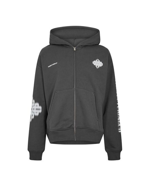 The Couture Club Brown Blurred Zip Hoodie for men