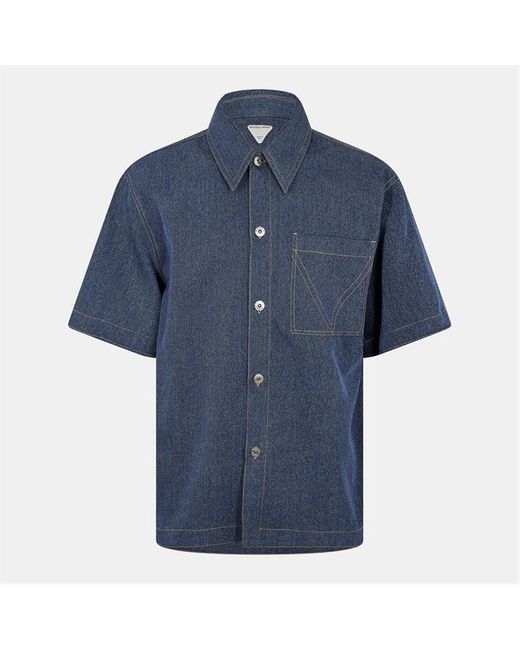 Bottega Veneta Blue Short Sleeve Plain Shirt for men