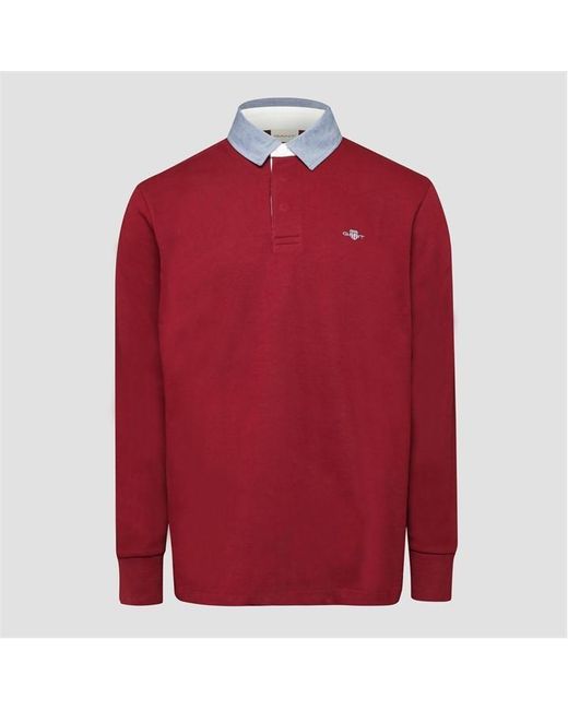 Gant Red Regular-Fit Chambray Rugger Sweatshirt for men