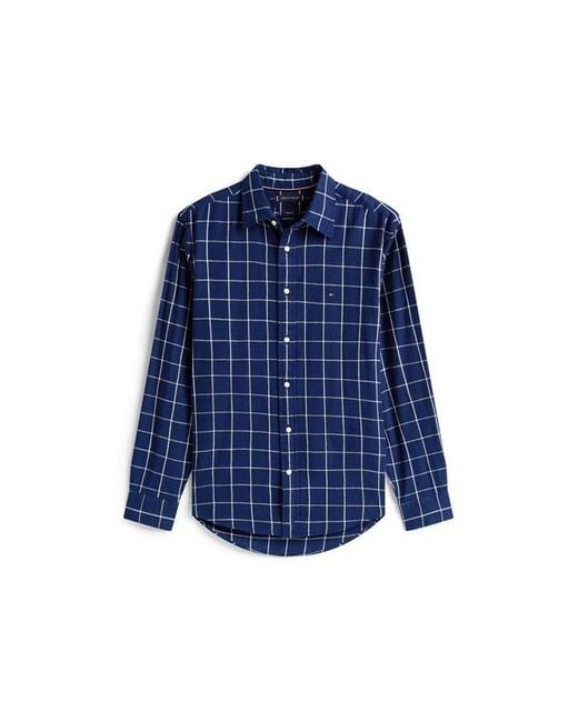 Tommy Hilfiger Blue Twill Check Long Sleeve Patterned Shirt for men