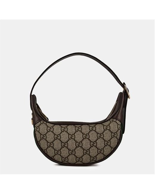 Gucci Brown Logo Leather Ophidia Gg Mini Bag