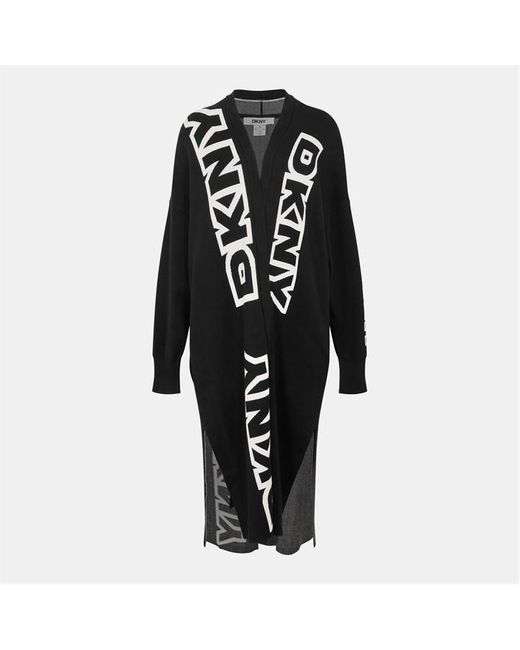 DKNY Black Exploded Textured Knit Relaxed Fit Cardigan