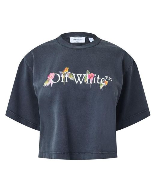 Off-White c/o Virgil Abloh Blue Off Flower Crop T Ld63