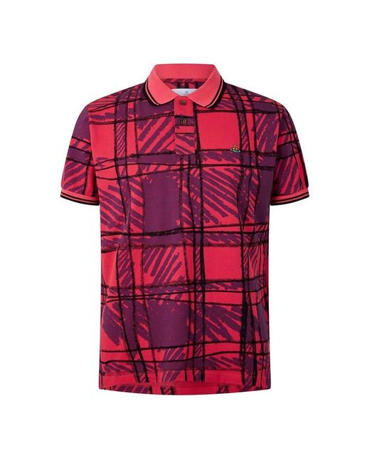 Vivienne Westwood Red Viv Scribble Polo Sn63 for men