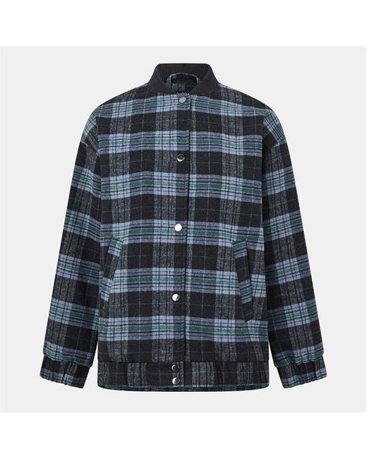Nobody's Child Blue Ribbed Collar Zip-Through Lightweight Bomber Jacket