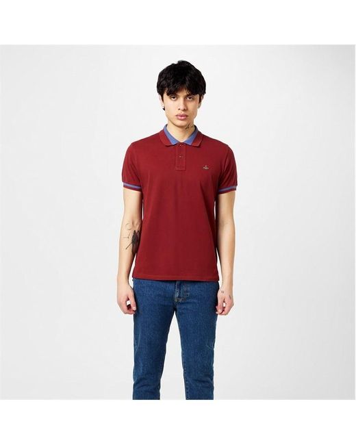 Vivienne Westwood Red Classic Tipped Polo Top for men