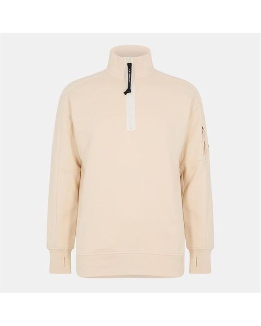C P Company Natural Lens Arm Quarter Zip Sweatshirt for men