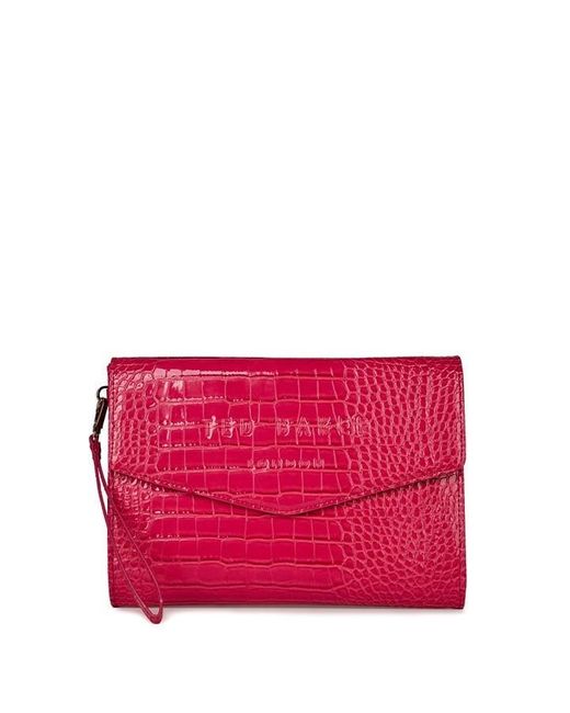 Ted Baker Red Crocey Env Pouch S Mid Pink One Size