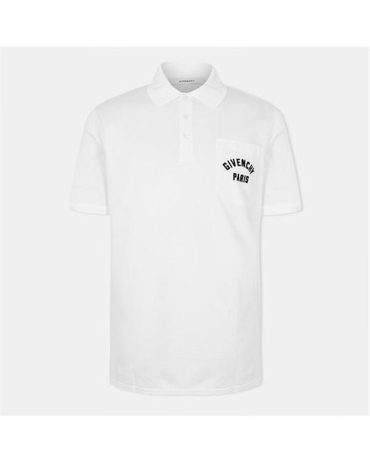 Givenchy White Giv Pocket Logo Short Sleeve Polo Shirt for men