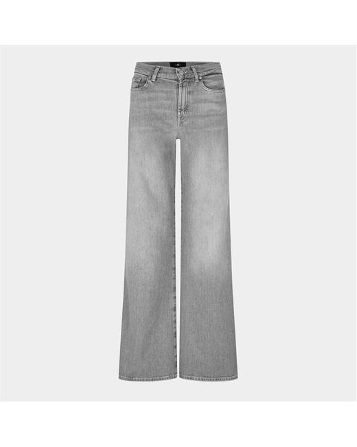 7 For All Mankind Gray Lotta Wide Leg Jeans