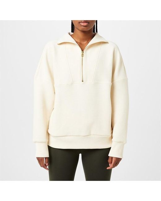 Varley White Colebrook Half Zip Sweater