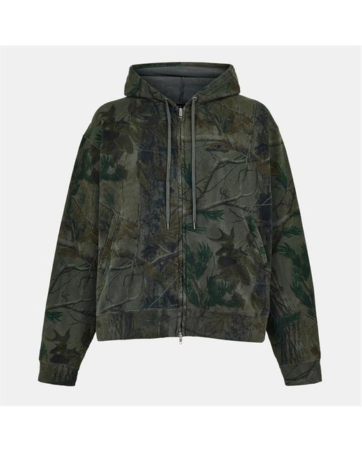 Balenciaga Green Bal Sports Logo Full Zip Relaxed Fit Hoodie for men
