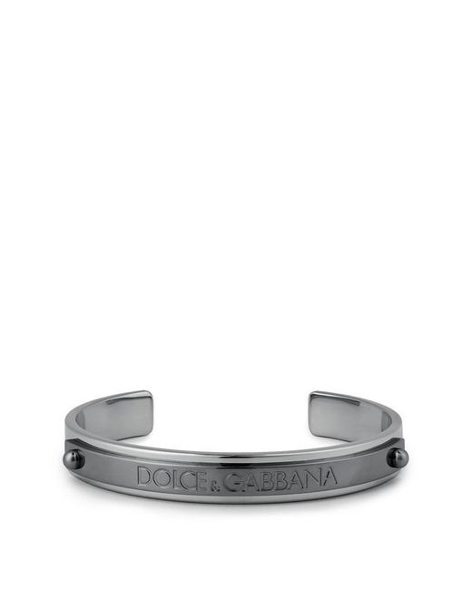 Dolce & Gabbana Metallic Engraved Logo Cuff Bracelet for men