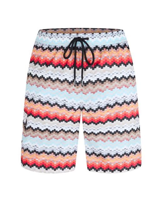 Missoni Red Zig Zag Swim Shorts for men