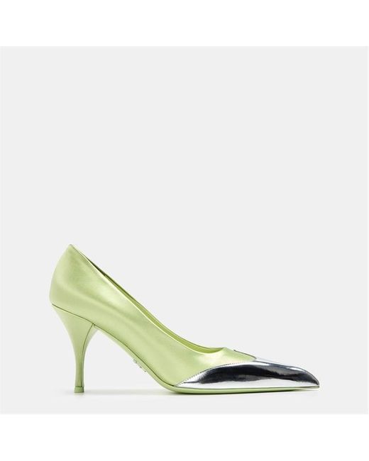 Prada Green Leather Metal Pumps