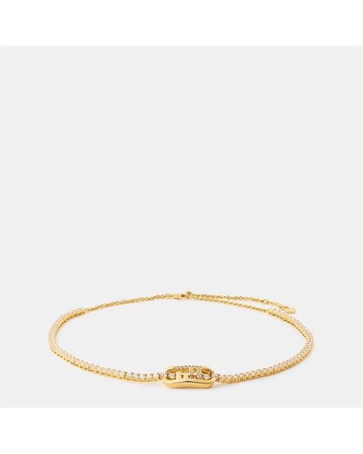 Fendi Natural Sculptural Adjustable Shiny Brass Pendant Necklace