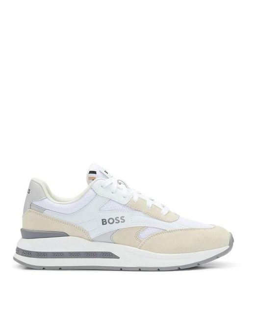 Boss White Kurt Trainers, Shaped Ankle Collar for men