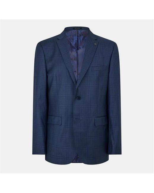 Ted Baker Blue Check Regular Suit Jacket for men