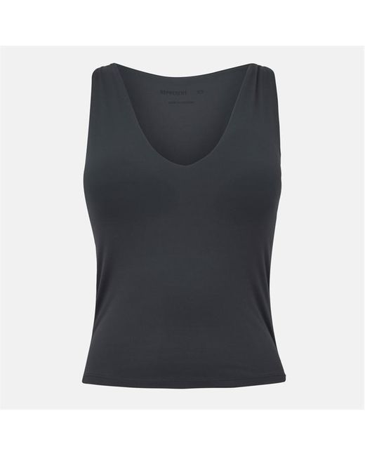Represent Blue V-Neck Built-In Bra 4-Way Stretch Slim Fit Tank Vest