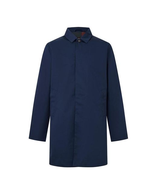 Barbour Blue Lorden Thigh Length Long Sleeve Button Mac for men