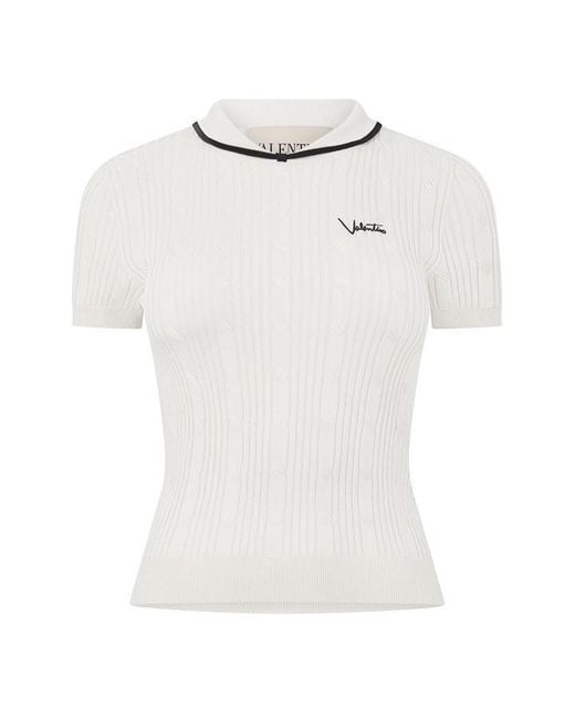 Valentino White Val Cropped Polo Ld63