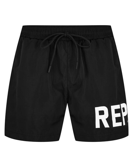Represent Black Text Logo Swim Shorts for men