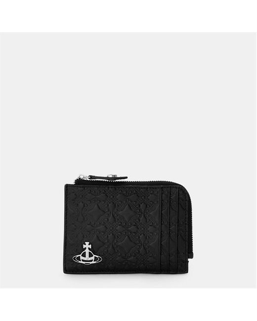 Vivienne Westwood Black Embossed Zipped Card Holder for men