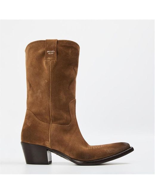 Prada Brown Western Cowboy Boots