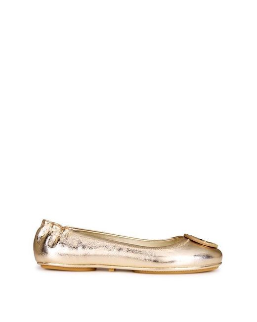 Tory Burch Natural Minnie Travel Ballet Pumps