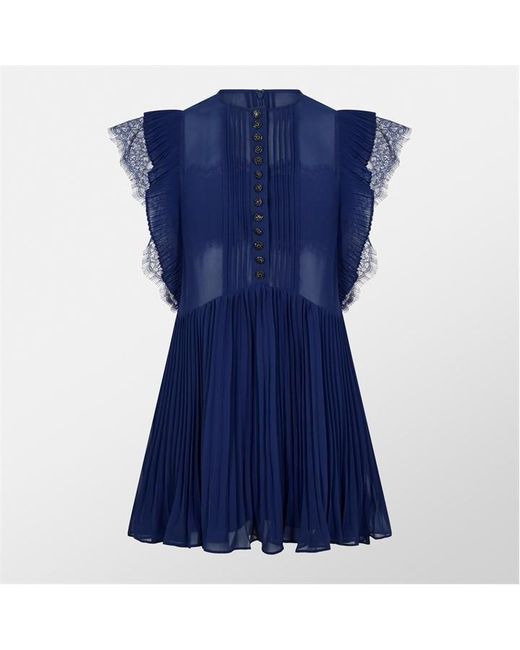 Self-Portrait Blue Ruffle Mini Dress