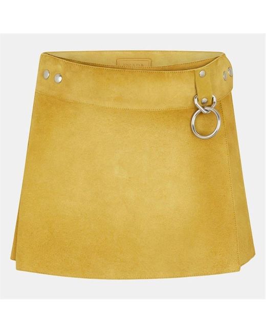 Prada Yellow Suede Mini Skirt